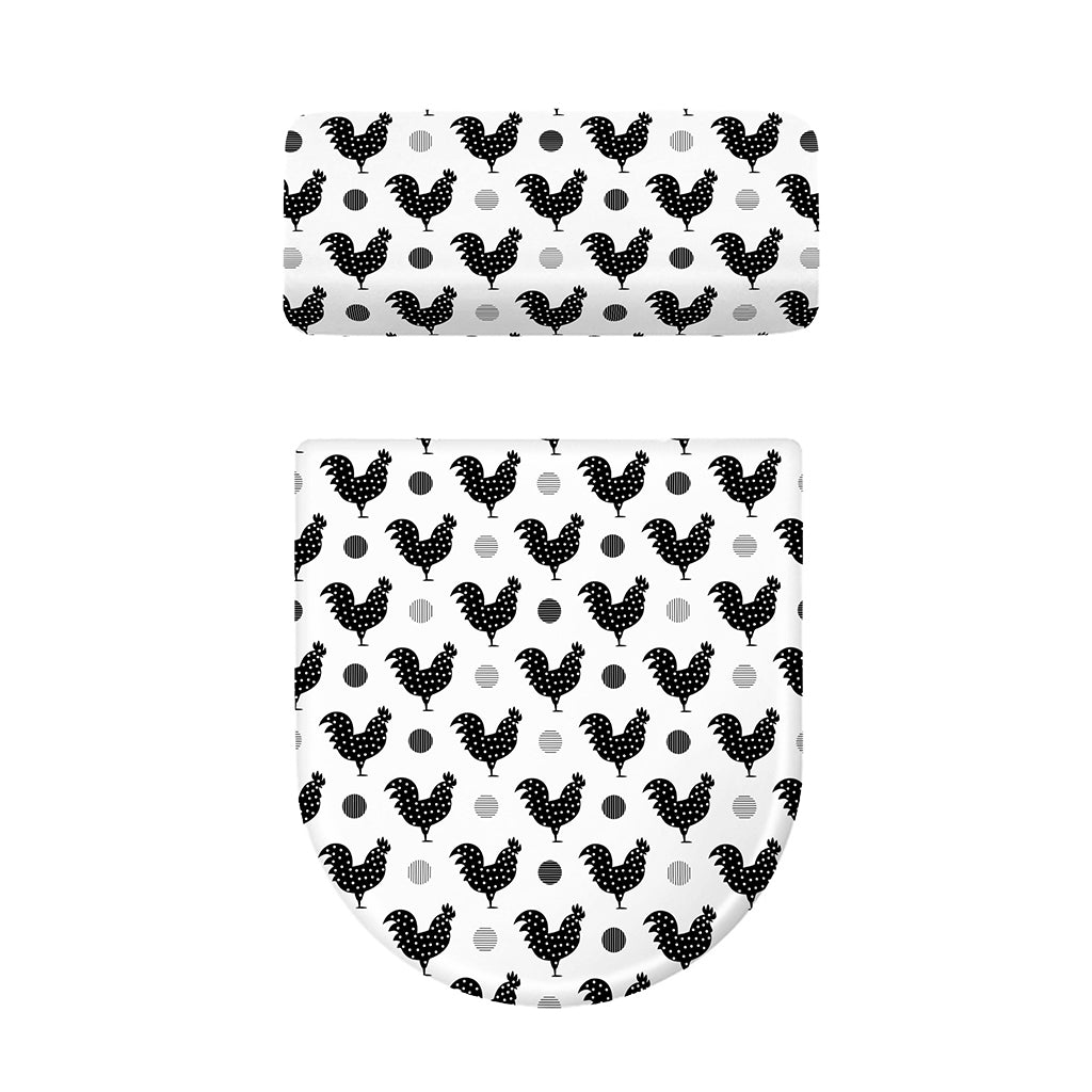 Polka Dot Rooster Pattern Print Toilet Lid And Tank Cover Set