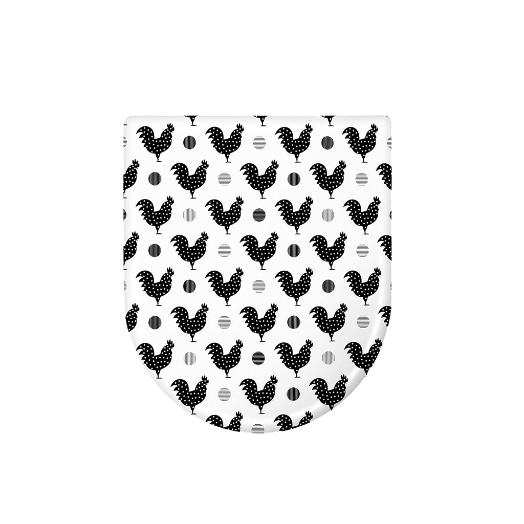 Polka Dot Rooster Pattern Print Toilet Lid Cover