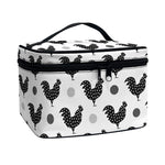 Polka Dot Rooster Pattern Print Travel Makeup Bag