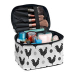 Polka Dot Rooster Pattern Print Travel Makeup Bag