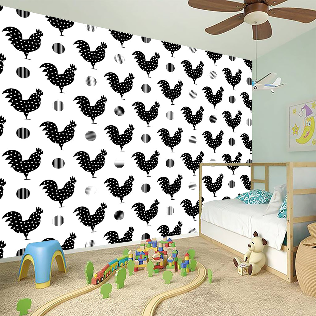 Polka Dot Rooster Pattern Print Wall Sticker