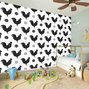 Polka Dot Rooster Pattern Print Wall Sticker