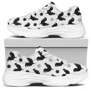 Polka Dot Rooster Pattern Print White Chunky Shoes