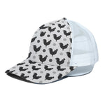 Polka Dot Rooster Pattern Print White Mesh Trucker Cap