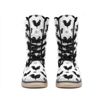 Polka Dot Rooster Pattern Print Winter Boots