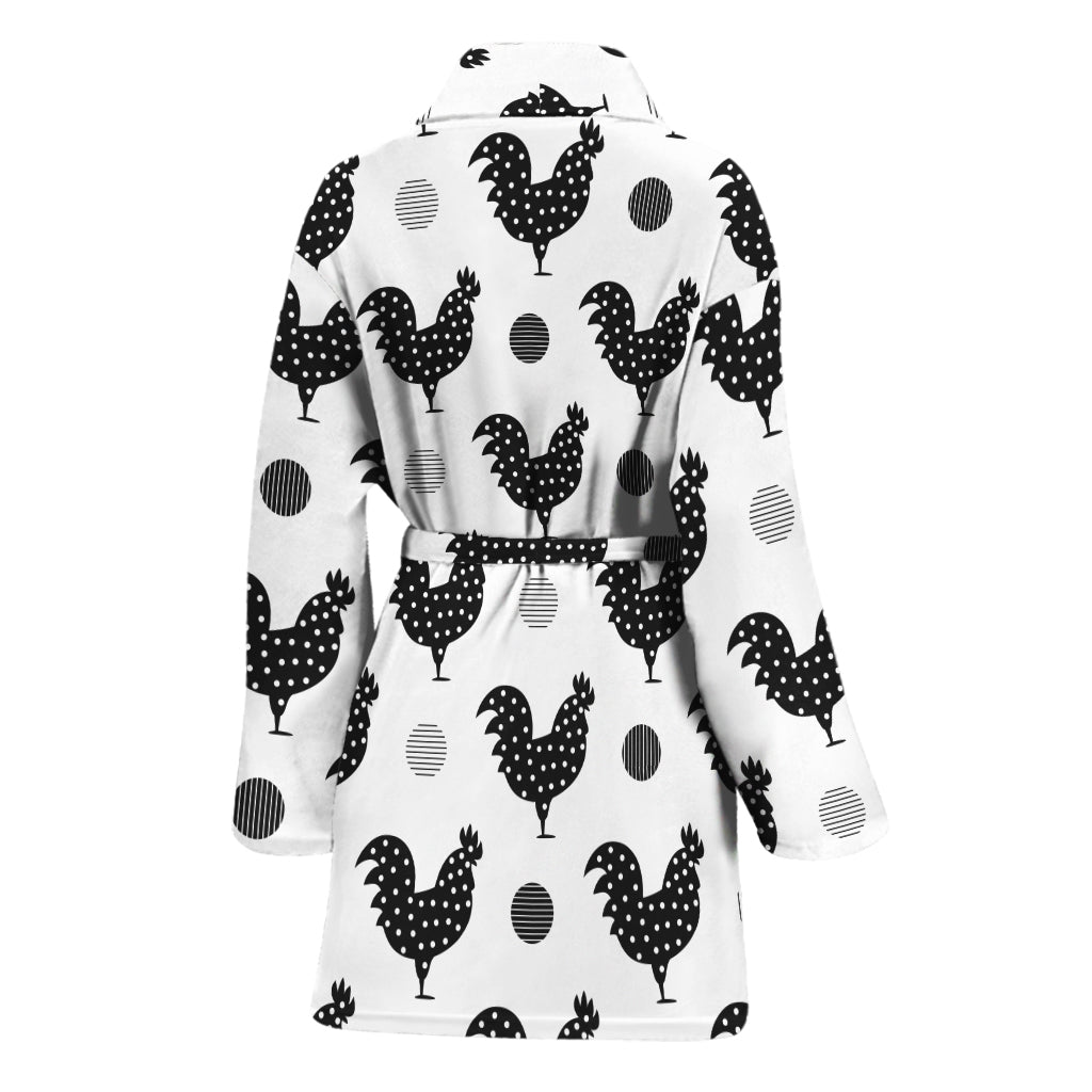 Polka Dot Rooster Pattern Print Women's Bathrobe