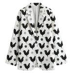 Polka Dot Rooster Pattern Print Women's Blazer