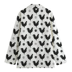 Polka Dot Rooster Pattern Print Women's Blazer