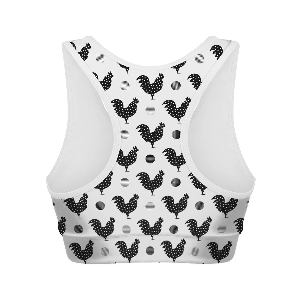 Polka Dot Rooster Pattern Print Women's Sports Bra