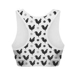 Polka Dot Rooster Pattern Print Women's Sports Bra