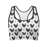 Polka Dot Rooster Pattern Print Women's Sports Bra