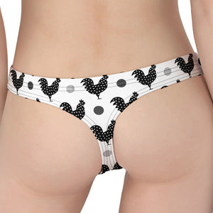 Polka Dot Rooster Pattern Print Women's Thong