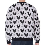 Polka Dot Rooster Pattern Print Zip Sleeve Bomber Jacket