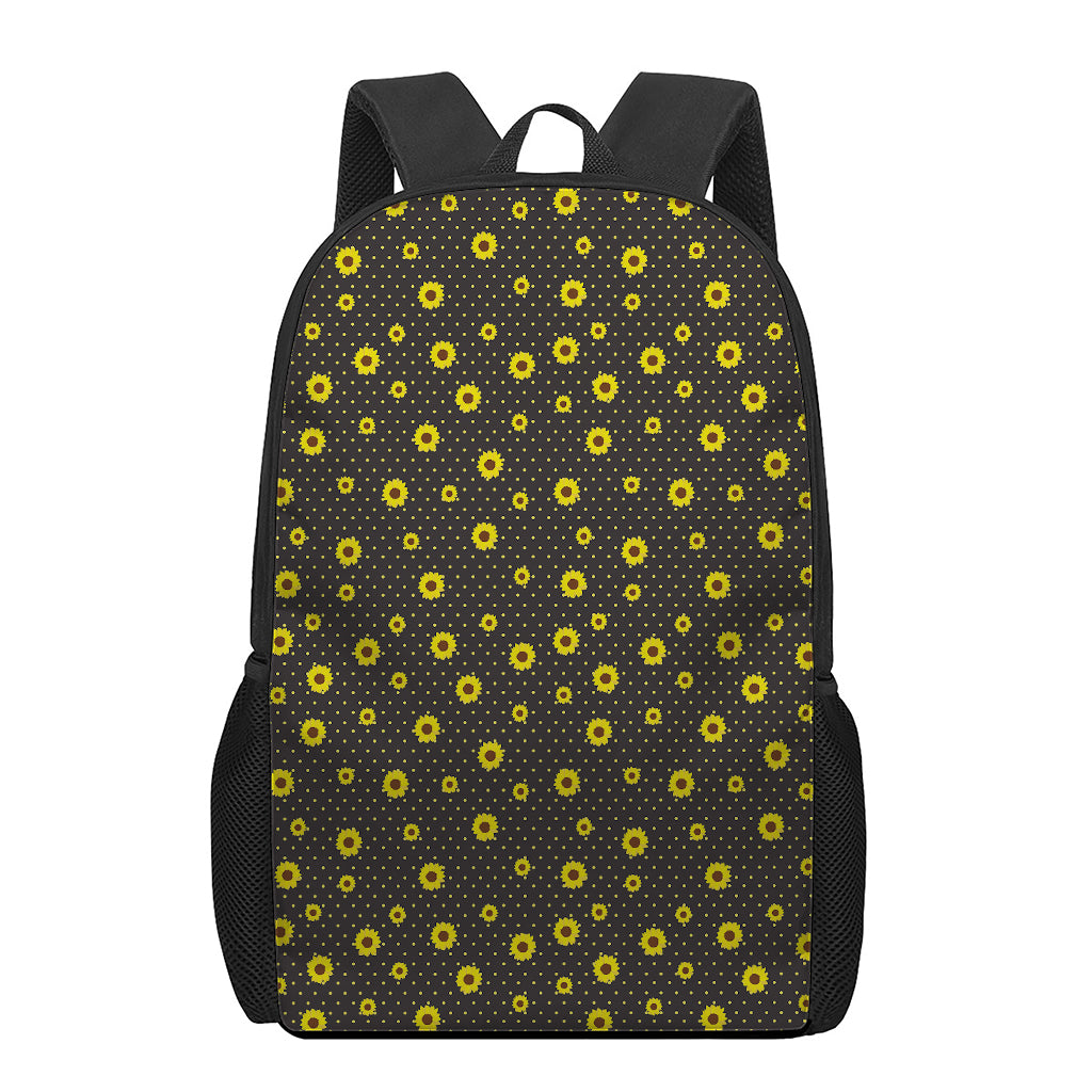 Polka Dot Sunflower Pattern Print 17 Inch Backpack
