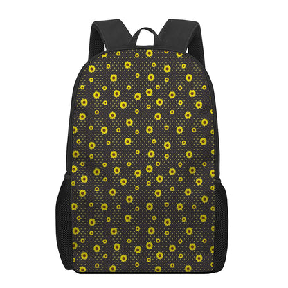 Polka Dot Sunflower Pattern Print 17 Inch Backpack