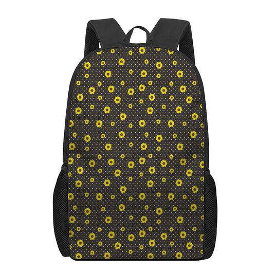 Polka Dot Sunflower Pattern Print 17 Inch Backpack