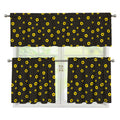 Polka Dot Sunflower Pattern Print 3 Piece Kitchen Curtains