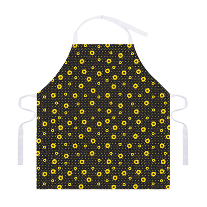 Polka Dot Sunflower Pattern Print Adjustable Apron