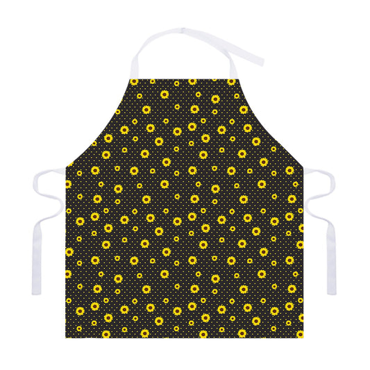 Polka Dot Sunflower Pattern Print Adjustable Apron