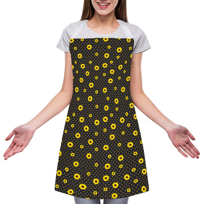 Polka Dot Sunflower Pattern Print Adjustable Apron