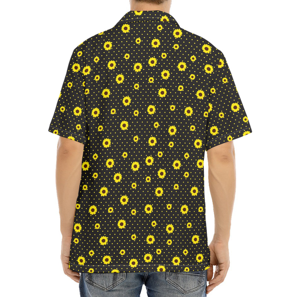 Polka Dot Sunflower Pattern Print Aloha Shirt