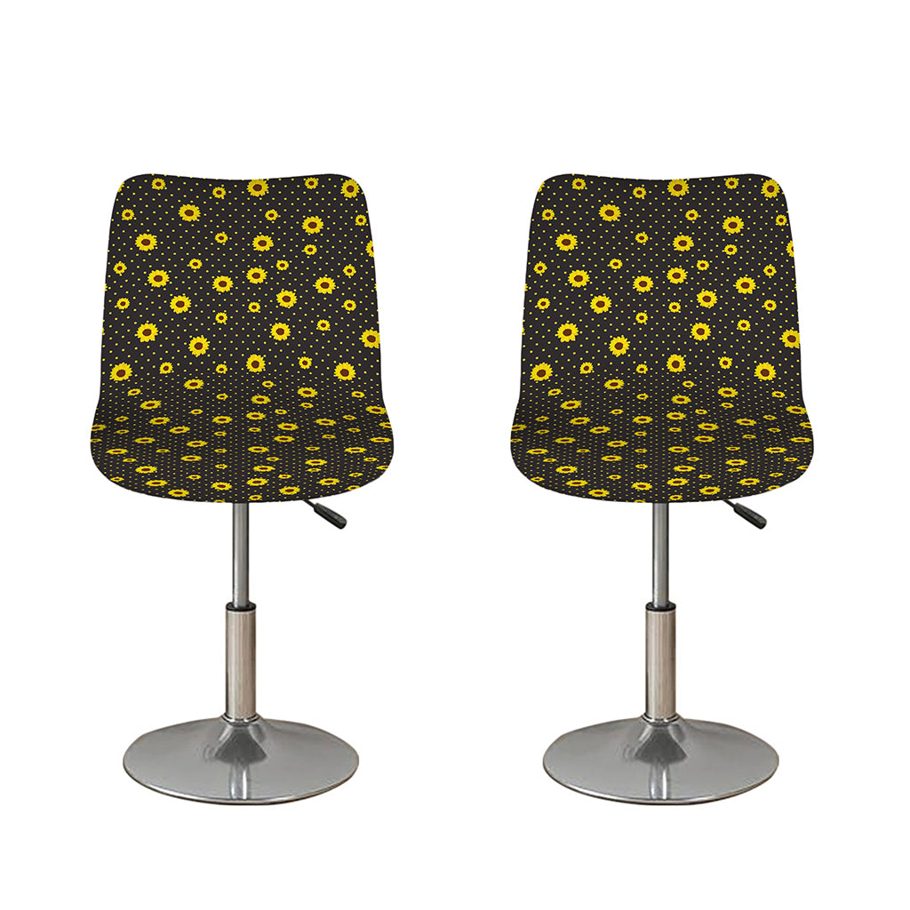 Polka Dot Sunflower Pattern Print Bar Stool Covers