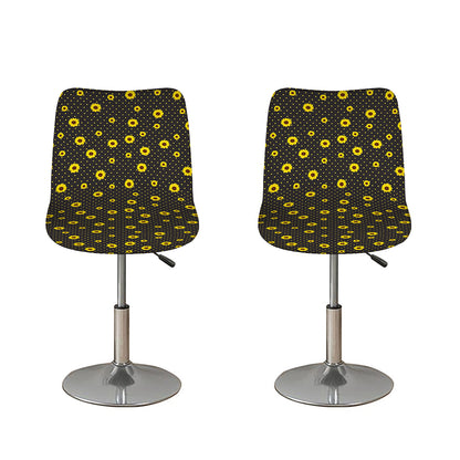 Polka Dot Sunflower Pattern Print Bar Stool Covers
