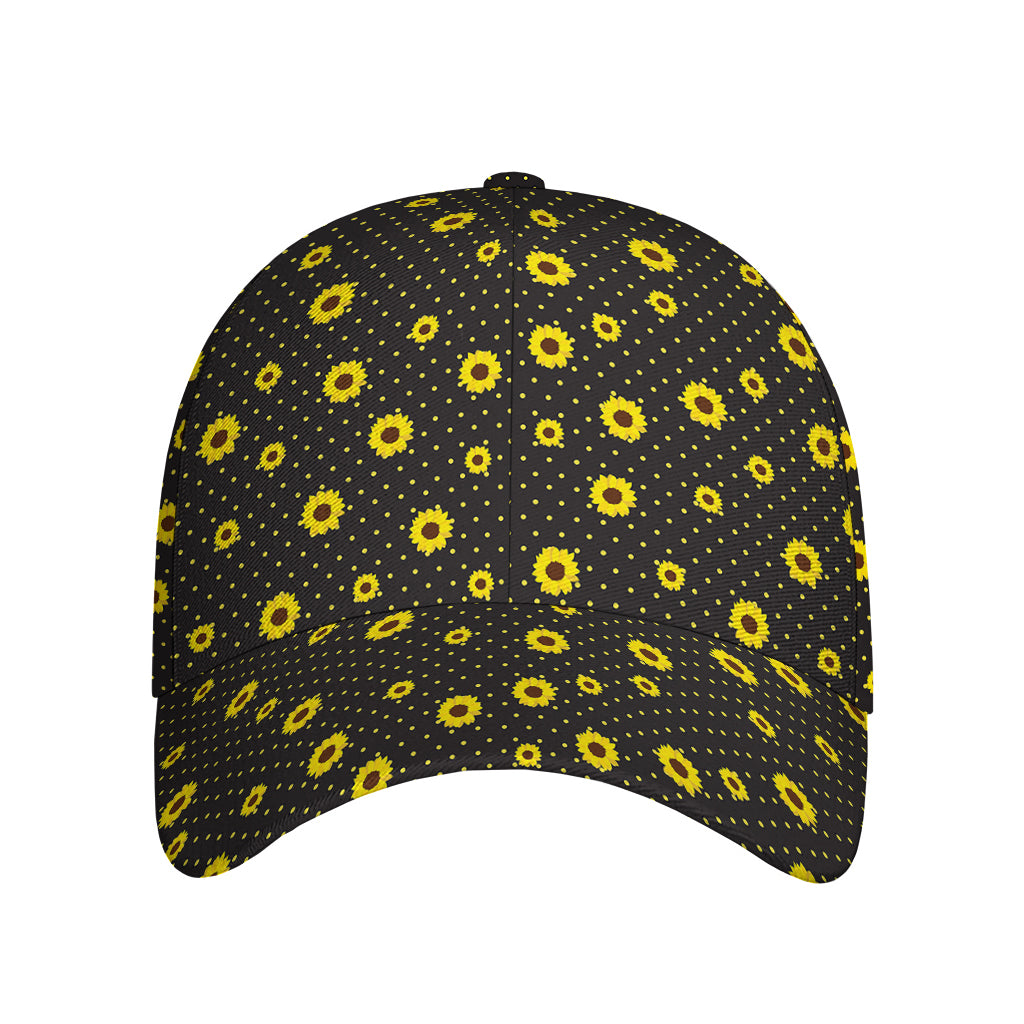 Polka Dot Sunflower Pattern Print Baseball Cap