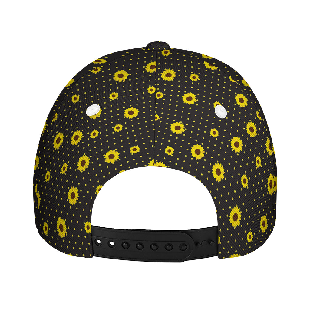 Polka Dot Sunflower Pattern Print Baseball Cap