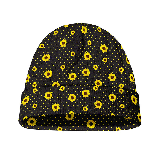 Polka Dot Sunflower Pattern Print Beanie