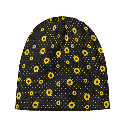 Polka Dot Sunflower Pattern Print Beanie