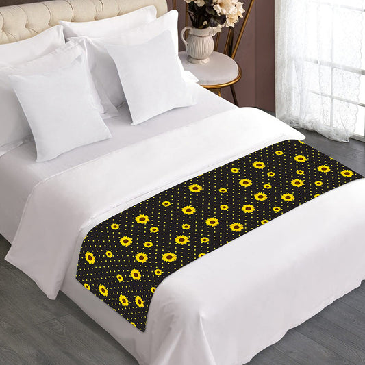Polka Dot Sunflower Pattern Print Bed Runner