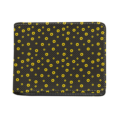 Polka Dot Sunflower Pattern Print Bifold Wallet