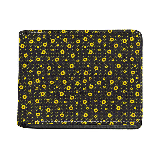 Polka Dot Sunflower Pattern Print Bifold Wallet