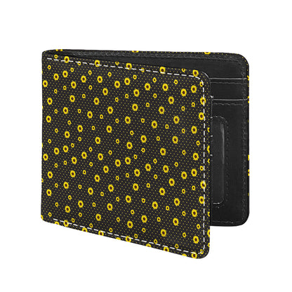 Polka Dot Sunflower Pattern Print Bifold Wallet