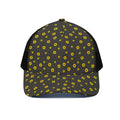 Polka Dot Sunflower Pattern Print Black Mesh Trucker Hat