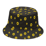 Polka Dot Sunflower Pattern Print Bucket Hat