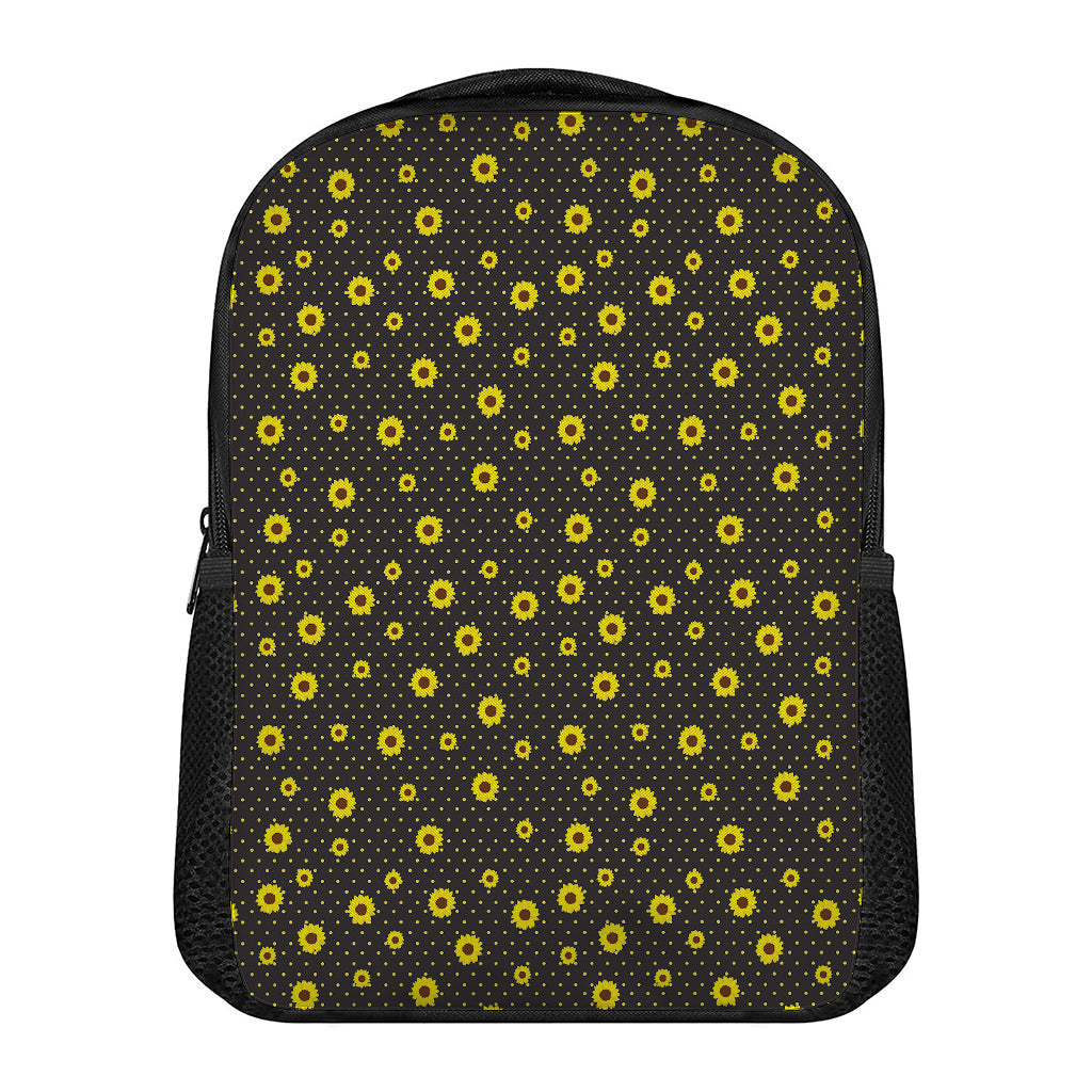 Polka Dot Sunflower Pattern Print Casual Backpack