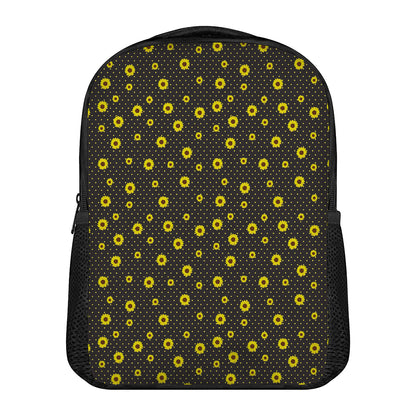 Polka Dot Sunflower Pattern Print Casual Backpack