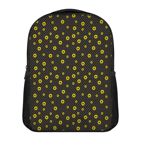 Polka Dot Sunflower Pattern Print Casual Backpack