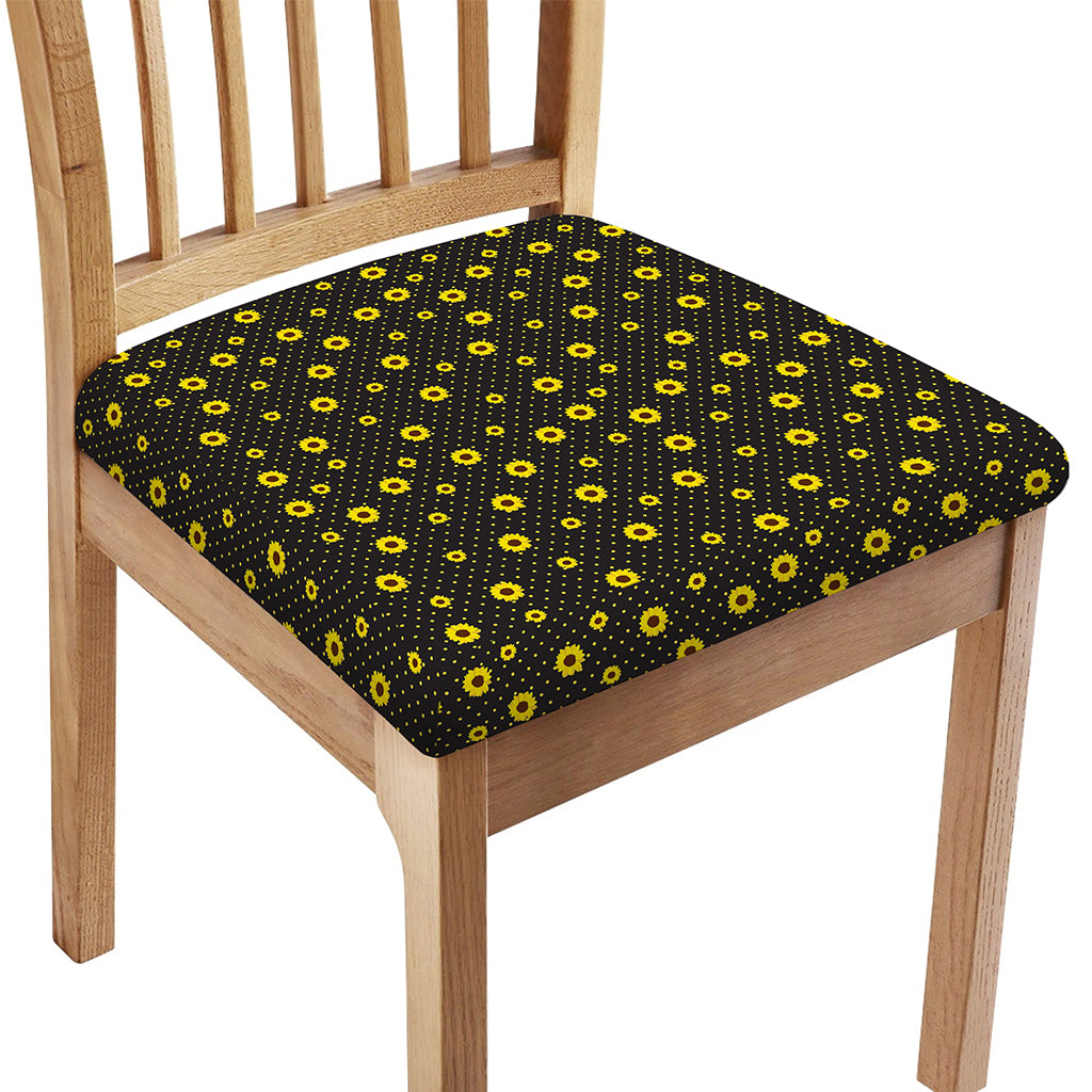 Polka Dot Sunflower Pattern Print Chair Cushion Cover