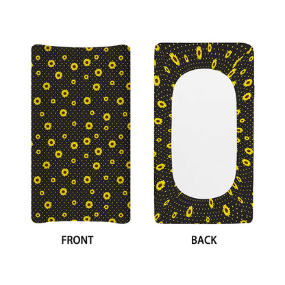 Polka Dot Sunflower Pattern Print Changing Pad Cover