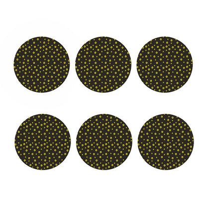 Polka Dot Sunflower Pattern Print Coaster Set