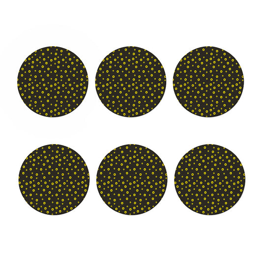 Polka Dot Sunflower Pattern Print Coaster Set