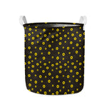 Polka Dot Sunflower Pattern Print Collapsible Laundry Basket