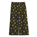 Polka Dot Sunflower Pattern Print Cotton Front Slit Maxi Skirt