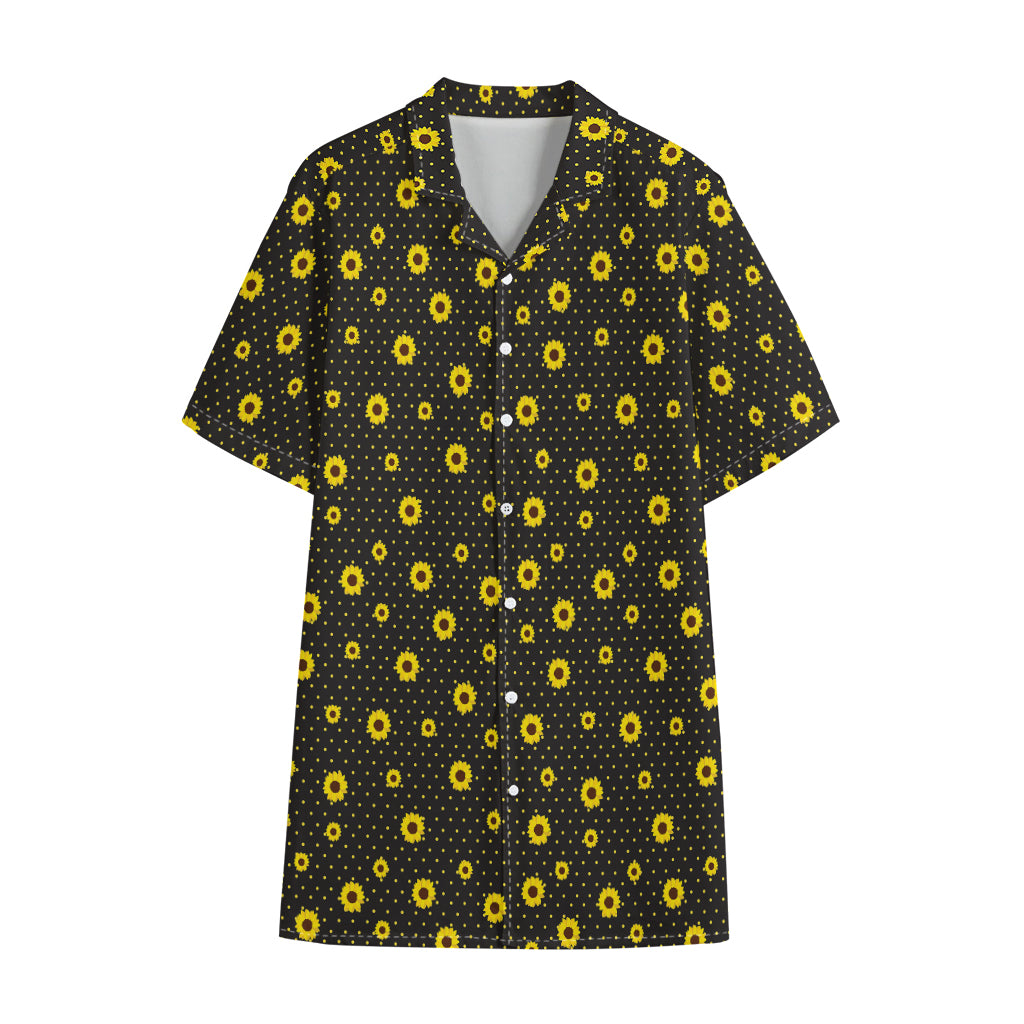 Polka Dot Sunflower Pattern Print Cotton Hawaiian Shirt