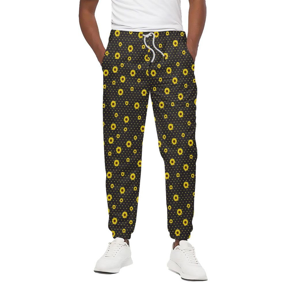 Polka Dot Sunflower Pattern Print Cotton Pants