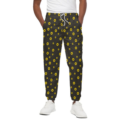 Polka Dot Sunflower Pattern Print Cotton Pants