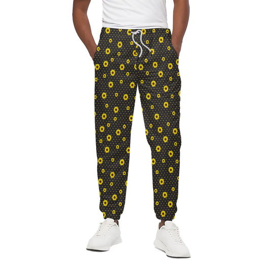 Polka Dot Sunflower Pattern Print Cotton Pants